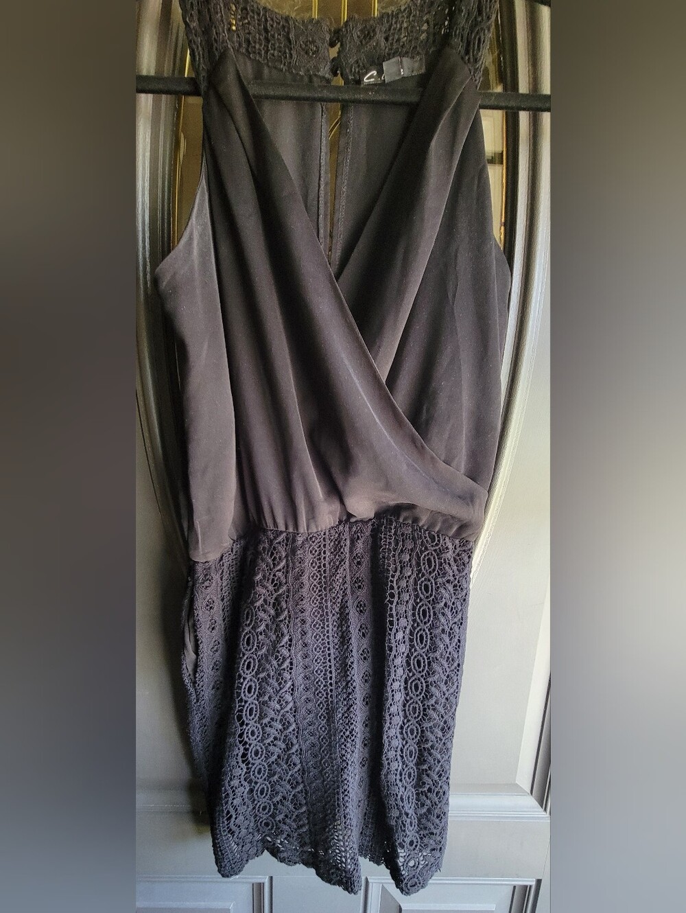 C. Luce Black Lace-Trim Dress size small